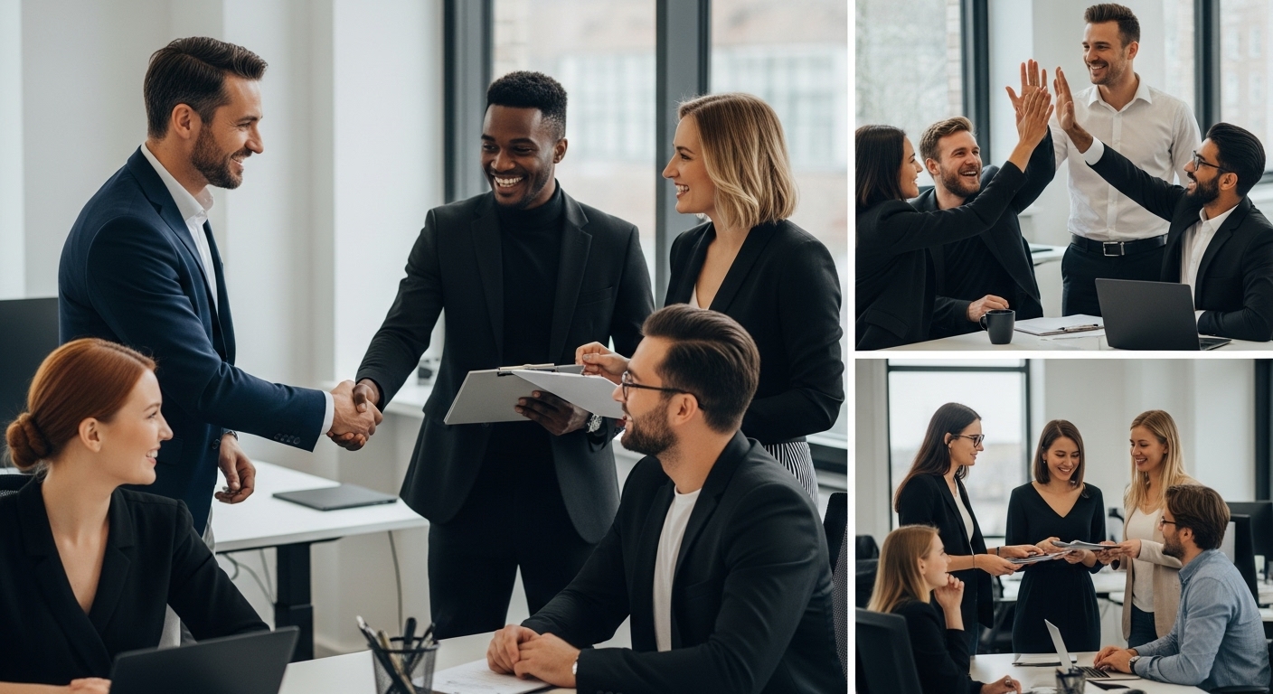 employee retention, teamwork, modern office