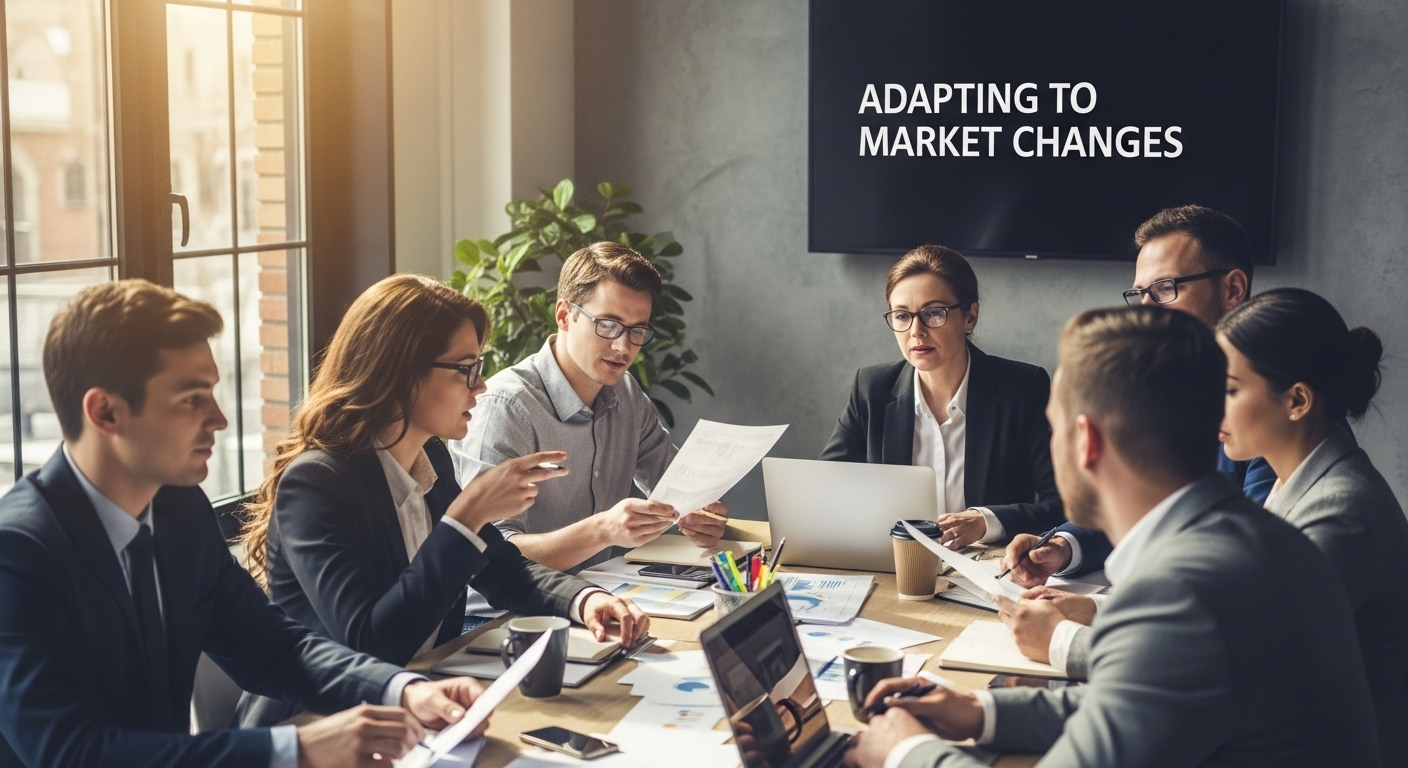 business team adapting market change